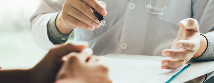 Patient consults with doctor