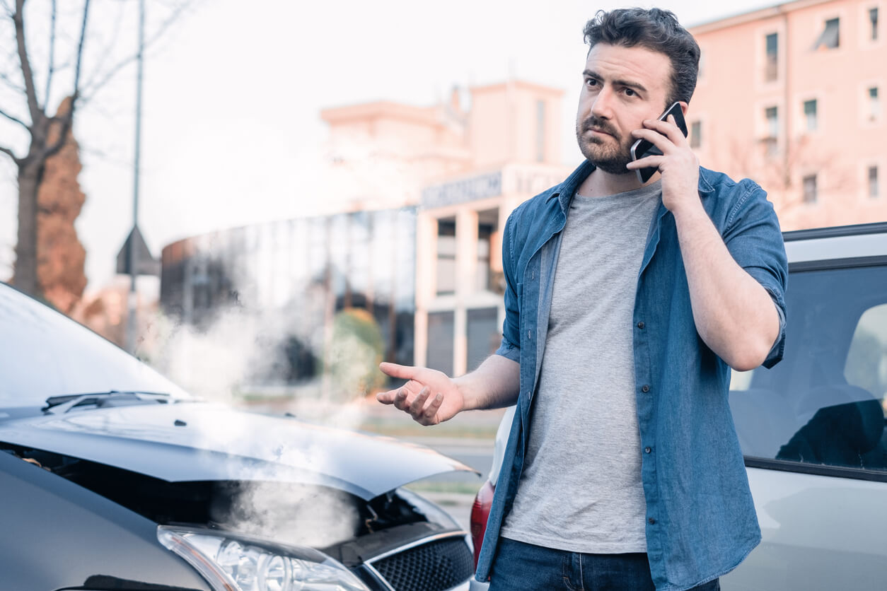 man calling after an accident