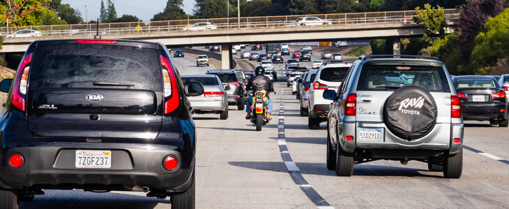 motorcycle splitting lanes on highway