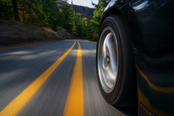 Car speeding down the road