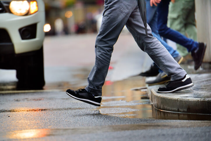 Pedestrian walking down the street